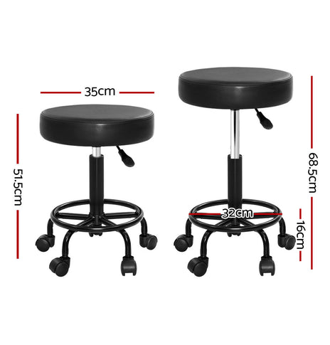 Artiss Round Salon Stool Stools Black Swivel Barber Hair Hydraulic Chairs Lift