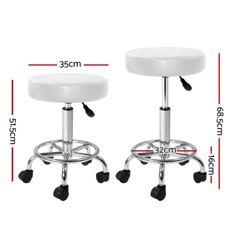 Artiss Round Chair Stools Salon Stool White Swivel Beauty Barber Hairdressing