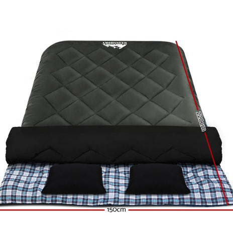 Weisshorn Sleeping Bag Bags Double Camping Hiking -10??C to 15??C Tent Winter Thermal Grey