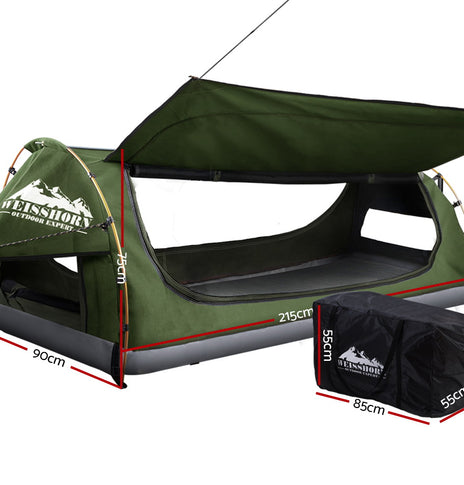 Weisshorn Swag King Single Camping Swags Canvas Free Standing Dome Tent Celadon