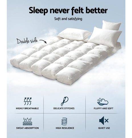 Giselle Double Mattress Topper Bamboo Fibre Pillowtop Protector