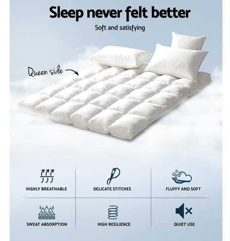 Giselle Queen Mattress Topper Bamboo Fibre Pillowtop Protector